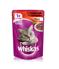 Whiskas для кошек рагу с говядиной и овощами 85 гр.